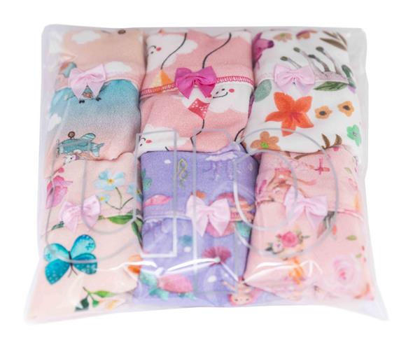 KIT C/ 6 CALCINHAS INFANTIL ESTAMPADA COTTON (4P6C5) 